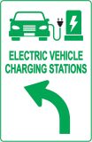 Electric Vehicle Charging Station Sign – Direction for EV Charging Station, Vivid Design Plus UV Protection to Last Longer, 3M Reflective(EGP) Rust-Free Aluminum at 18”x12” 0.04”
