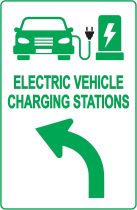 Electric Vehicle Charging Station Sign – Direction for EV Charging Station, Vivid Design Plus UV Protection to Last Longer, 3M Reflective(EGP) Rust-Free Aluminum at 18”x12” 0.04”