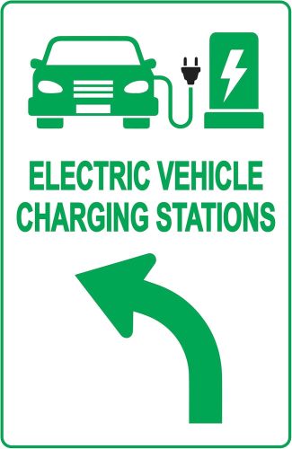 Electric Vehicle Charging Station Sign – Direction for EV Charging Station, Vivid Design Plus UV Protection to Last Longer, 3M Reflective(EGP) Rust-Free Aluminum at 18”x12” 0.04”