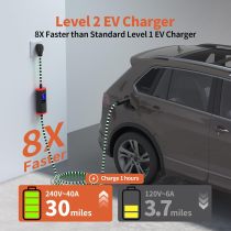 Alxum Level 2 EV Charger 9.6Kw 40A with NEMA 14-50 Plug - Portable EV Car Charger with 25ft Cable Support Adjustable Current and Timing Delay for J1772 Electric Car Home Charging Station UL Certified