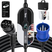 Tera Electric Vehicle Charger Level-2: Level 1 for Tesla J1772 EV 32A 8A 110V 240V Portable & Wall Connector Dual Use ETL NEMA 14-50 & 5-15 Wi-Fi Enabled 25FT Cable with Holder P01