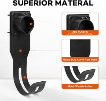 EV Charger Holder, Upgraded Charging Box Holder and Wall-Mount Connector Nozzle Holster Dock with J-Hook for SAE J1772 EV Charging Box Holder for Electric Vehicles