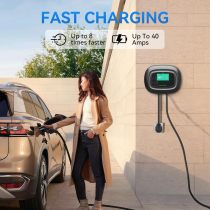 KHONS Level 2 EV Charger Up to 40 Amp 240V 10kW Home Car Charger NEMA 14-50 Plug 25ft Cable Indoor/Outdoor Car Charging Station EVSE Black with Screen