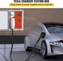 VEVOR Tesla Charger Station Box, 28'' x 20'' x 10'', Outdoor Cable Box Charging Box Cable Organizer, IP32 Waterproof Dustproof Cool Roll Steel Electrical Enclosure Box, for Tesla Wall Connector