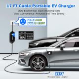 SubSun Level 1&2 EV Charger 110-240V, adjustable current (8/10/13/16A) 17 ft cable, Portable Electric Vehicle Charger with NEMA5-15P & 6-20 plug 16A adjustable current/delay charging for SEA J1772 EVs