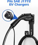 EV Charger Holder, EV Charger Nozzle and Cable Holder for SAE J1772 Connector, EV Charger Holster Dock for Indoor & Outdoor Use with Secure Lock, Strap Tie, Wall Anchors and Screws