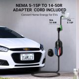 Tera Electric Vehicle Charger Level-2: Level 1 for Tesla J1772 EV 32A 8A 110V 240V Portable & Wall Connector Dual Use ETL NEMA 14-50 & 5-15 Wi-Fi Enabled 25FT Cable with Holder P01