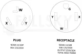 FC-EV10345 Male Older Dryer 3 Prong Plug to Female 4 Prong 14-50R Receptacle 3 Prong to 4 Prong EV Charge Adapter Cord NEMA 10-30P to 14-50R 30A to 50A Output 30Amp 250Volt (Only for EV use)