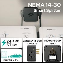 NeoCharge Smart Splitter 240V - Unlock Electric Vehicle (EV) Charging with Dryer, UL Certified, Auto-Switching, Avoid Panel Upgrades/Rewiring, Save Thousands (24 Amp, NEMA 14-30)…