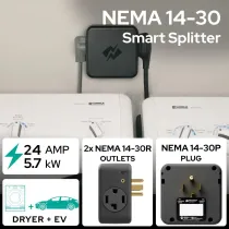 NeoCharge Smart Splitter 240V - Unlock Electric Vehicle (EV) Charging with Dryer, UL Certified, Auto-Switching, Avoid Panel Upgrades/Rewiring, Save Thousands (24 Amp, NEMA 14-30)…