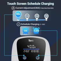 Tera Electric Vehicle Charger J1772: ETL Certified Level 2 40 Amp 240 Volt DIY Stickers Home EVSE with Manual Setting Amps Schedule on Unit NEMA 14-50 25 FT Cable W02
