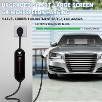 Level 2 EV Charger, 32Amp 240V Portable Electric Vehicle Charger with 25ft Charging Cable and NEMA 14-50 Plug, Adjustable Current, WiFi Enabled, Smart APP, Works with EV and Hybrid Vehicles