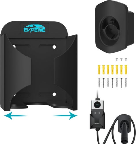 EV Charger Holder for SAE J1772, Wall-Mount Electric Vehicle Connector Nozzle Holster Dock EV Cable Organizer, EV Cable Holder and Electric Car Plug Nozzle Holster Dock for SAE J1772 Connector