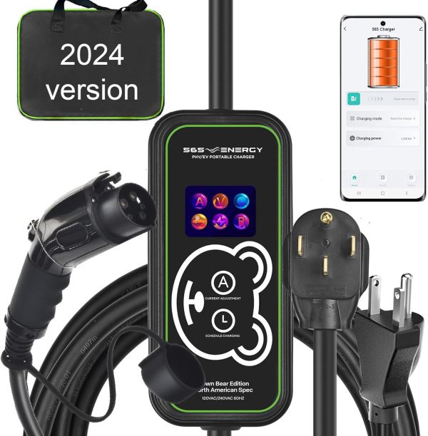 [WiFi] Level 1 & 2 J1772 Electric Vehicle Charger 20’, 40A, WiFi Control, Standard Outlet120VAC Compatible, Works with All EVs Except Tesla NEMA 14-50 Plug, Wireless Smart Features, App Monitoring