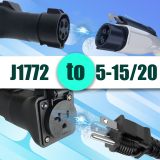 J1772 to Nema 5-20/5-15, EV Station Charging Adapter, EV Adapter Plug, J1772 to NEMA 5-15/5-20 Plug for 240V for Many Devices That Can Accept 100~240V