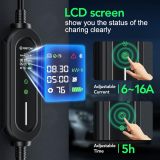 Level 2 EV Charger, Portable EV Charger Station for Outdoor/Indoor, Adjustable 6-16Amp Electric Car Charger Station (NEMA 6-20 NEMA 5-15 Adapter, 110-240V 25FT with EV Charger Holder) (Black)