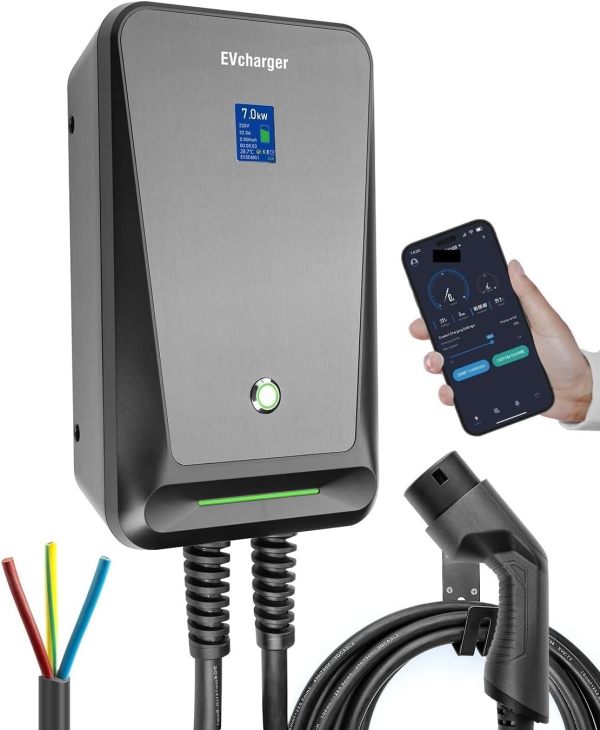 Electric Vehicle Charging Stations EV Charger Type 2 16A 3 Phase Wallbox Electric Car Charging Station with 6.1M Cable 11KW IEC 62196-2 ( Color : 32A 1 Phase 7KW )