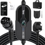 Tera Electric Vehicle Charger Level-2: Level 1 for Tesla J1772 EV 32A 8A 110V 240V Portable & Wall Connector Dual Use ETL NEMA 14-50 & 5-15 Wi-Fi Enabled 25FT Cable with Holder P01