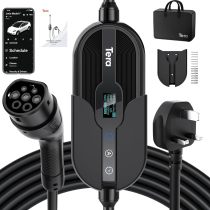 Tera Electric Vehicle Charger Level-2: Level 1 for Tesla J1772 EV 32A 8A 110V 240V Portable & Wall Connector Dual Use ETL NEMA 14-50 & 5-15 Wi-Fi Enabled 25FT Cable with Holder P01