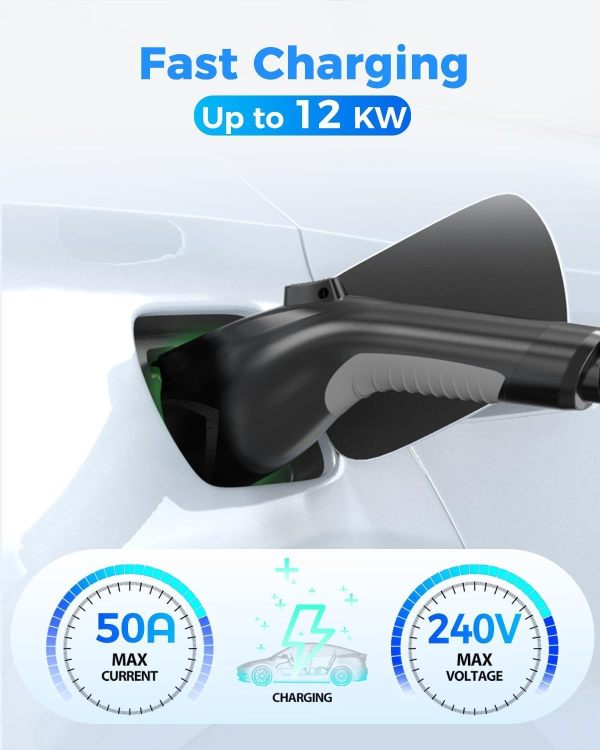 EV Charger Extension Cable, 50Amp 20ft J1772 Extension Cord Compatible with Level 1/Level 2 EV Charger, SAE J1772 Car Charger Extension Cable with Carrying Bag, IP66 50A EV Charging Extension Cable