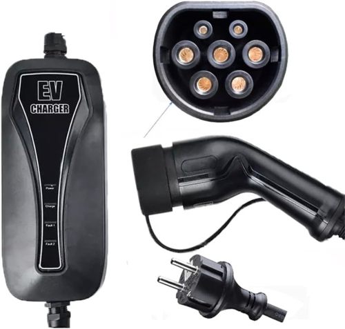 16A Portable EV Charger Level 2 Type1 J1772 Type 2 EVSE Cable Electric Vehicle Charging Station Type 1 Type 2 with Schuko Plug (Color : Type2 5m)
