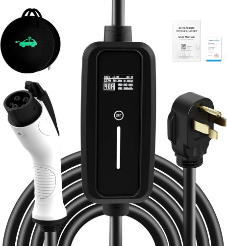 SubSun Level 1&2 EV Charger 110-240V, adjustable current (8/10/13/16A) 17 ft cable, Portable Electric Vehicle Charger with NEMA5-15P & 6-20 plug 16A adjustable current/delay charging for SEA J1772 EVs