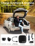 Level 1+2 Portable Tesla Charger - 16Amp 120V/240V,Adjustable Smart Plug-in Electric Car Charger for Tesla with NEMA 5-15 and 6-20 Plug, Compatible with All Tesla Models X/Y/3/S (21FT)