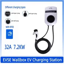 EV Charger EV Charger 32A 1 Phase Electric Vehicle Charging Station EVSE with IEC62196 Type2 J1772 Type1 GBT Cable(with type1 plug)