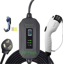 PRIMECOM Level 2 Electric Vehicle (EV) Charger (220V / 240Volt, 16Amp) Portable EVSE Smart Electric Car Charger, 30 Feet (10-30P Charger)