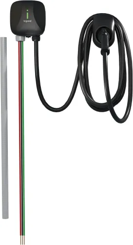 Pass & Seymour Hardwired Level 2 EV Charger, 48 Amp, Indoor/Outdoor Car Charging Station, 18ft Electric Car Charging Cable, Black