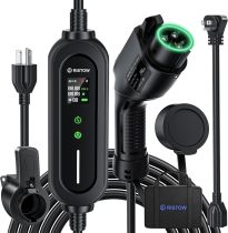 Level 2 EV Charger, Portable EV Charger Station for Outdoor/Indoor, Adjustable 6-16Amp Electric Car Charger Station (NEMA 6-20 NEMA 5-15 Adapter, 110-240V 25FT with EV Charger Holder) (Black)