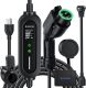 Level 2 EV Charger, Portable EV Charger Station for Outdoor/Indoor, Adjustable 6-16Amp Electric Car Charger Station (NEMA 6-20 NEMA 5-15 Adapter, 110-240V 25FT with EV Charger Holder) (Black)