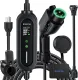 Level 2 EV Charger, Portable EV Charger Station for Outdoor/Indoor, Adjustable 6-16Amp Electric Car Charger Station (NEMA 6-20 NEMA 5-15 Adapter, 110-240V 25FT with EV Charger Holder) (Black)