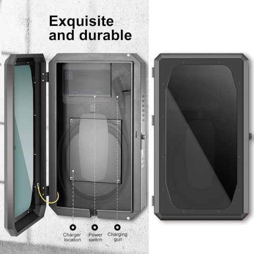 Wall Charge Station Box for Tesla Wall Connector Model 3 Series Models IP64 Rainproof and Dustproof Cold Rolled Steel Tesla Wall Charger Organizer wtih Lock Charger Protection Box Black