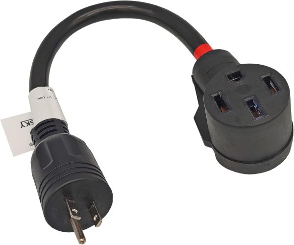 FC-EV10345 Male Older Dryer 3 Prong Plug to Female 4 Prong 14-50R Receptacle 3 Prong to 4 Prong EV Charge Adapter Cord NEMA 10-30P to 14-50R 30A to 50A Output 30Amp 250Volt (Only for EV use)