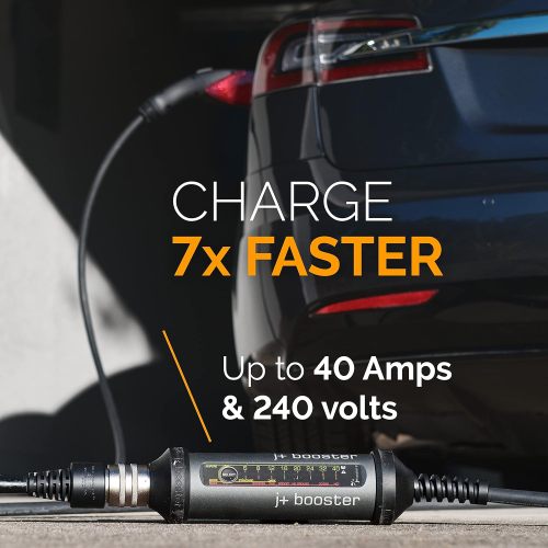 J+ Booster 2 Electric Vehicle EV Charger with TT-30 Adapter | Level 2 Portable 40 Amp Fast Charging Station for All EV's Home Indoors or Outdoors, ETL Certified, EVSE