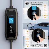 Level 2 SAE J1772 to Schuko EV Charger, Type 1 Portable EV Charging Station, 1-15hr Delay Timer, 8A-16A Variable, 3.5kW (5-metre Cable)