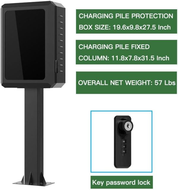EV Charger Lock Box, EV Home Electric Vehicle Charging Station Organizer and Protector, EV New Energy Vehicle Charging Pile Protection Box, Charging Pile Safety Box, for Indoor Outdoor, Black