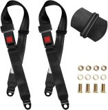 2 Pack Universal Seat Belt Fits Most Golf Cart Front/Rear Seats, 2 Point Adjustable Seatbelts Kit, Black
