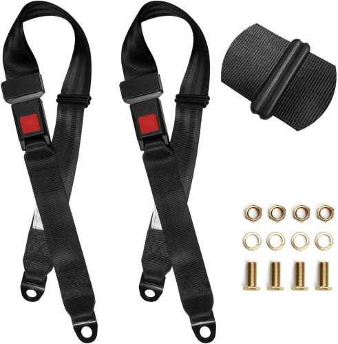 2 Pack Universal Seat Belt Fits Most Golf Cart Front/Rear Seats, 2 Point Adjustable Seatbelts Kit, Black