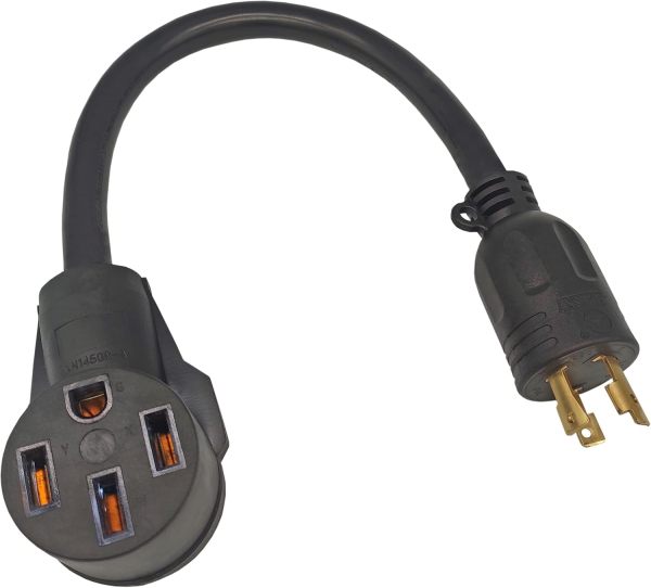 FC-EV10345 Male Older Dryer 3 Prong Plug to Female 4 Prong 14-50R Receptacle 3 Prong to 4 Prong EV Charge Adapter Cord NEMA 10-30P to 14-50R 30A to 50A Output 30Amp 250Volt (Only for EV use)