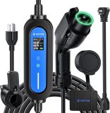 Level 2 EV Charger, Portable EV Charger Station for Outdoor/Indoor, Adjustable 6-16Amp Electric Car Charger Station (NEMA 6-20 NEMA 5-15 Adapter, 110-240V 25FT with EV Charger Holder) (Black)