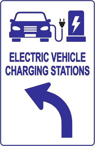 Electric Vehicle Charging Station Sign – Direction for EV Charging Station, Vivid Design Plus UV Protection to Last Longer, 3M Reflective(EGP) Rust-Free Aluminum at 18”x12” 0.04”