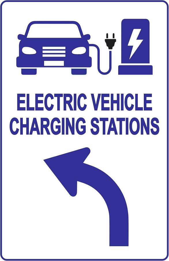 Electric Vehicle Charging Station Sign – Direction for EV Charging Station, Vivid Design Plus UV Protection to Last Longer, 3M Reflective(EGP) Rust-Free Aluminum at 18”x12” 0.04”