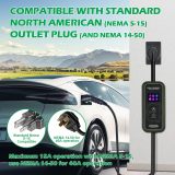 [WiFi] Level 1 & 2 J1772 Electric Vehicle Charger 20’, 40A, WiFi Control, Standard Outlet120VAC Compatible, Works with All EVs Except Tesla NEMA 14-50 Plug, Wireless Smart Features, App Monitoring