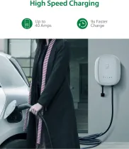 ATG e-Power Electric Vehicle (EV) Charger, 40 Amp, 9.6 kW to 240 VAC, Level 2 Wi-Fi (2.4 GHz) Connectivity, UL Listed, Energy Star, NEMA 14-50 Plug, IK10, Indoor/Outdoor, 18-Foot Cable, Black
