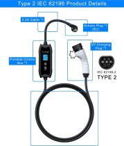 Type 2 to Schuko Home EV Charging Station, Portable IEC 62196-2 EV Charger, 1-15hr Delay Timer, 8A-16A, 3.5kW (10-metre Cable)
