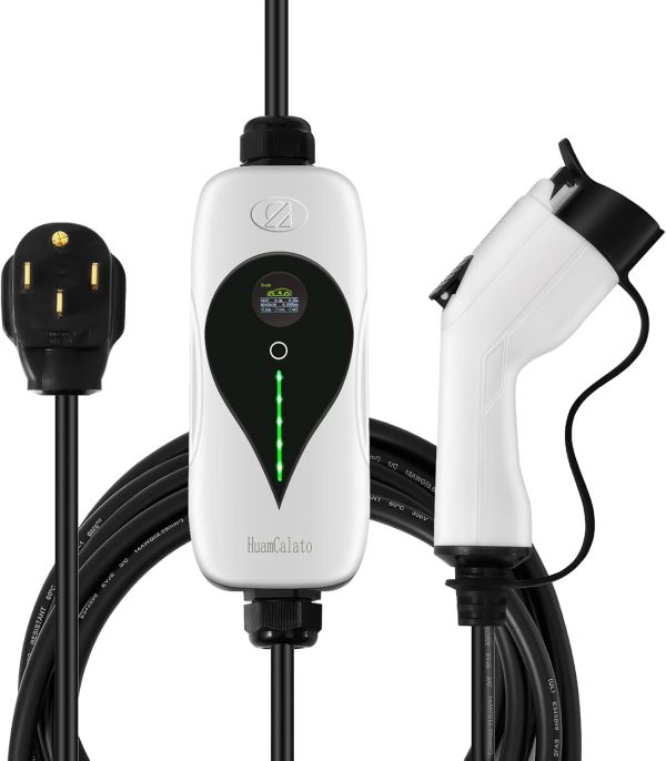 SAE J1772 Portable Level 2 EV Charger, 40 Amp, 90-260V, 9.6KW, Charging Cable with NEMA 14-50 Male Plug Home Charging, Indoor/Outdoor ev Charge Station Charge Gun
