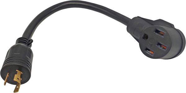 FC-EV10345 Male Older Dryer 3 Prong Plug to Female 4 Prong 14-50R Receptacle 3 Prong to 4 Prong EV Charge Adapter Cord NEMA 10-30P to 14-50R 30A to 50A Output 30Amp 250Volt (Only for EV use)