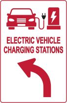 Electric Vehicle Charging Station Sign – Direction for EV Charging Station, Vivid Design Plus UV Protection to Last Longer, 3M Reflective(EGP) Rust-Free Aluminum at 18”x12” 0.04”